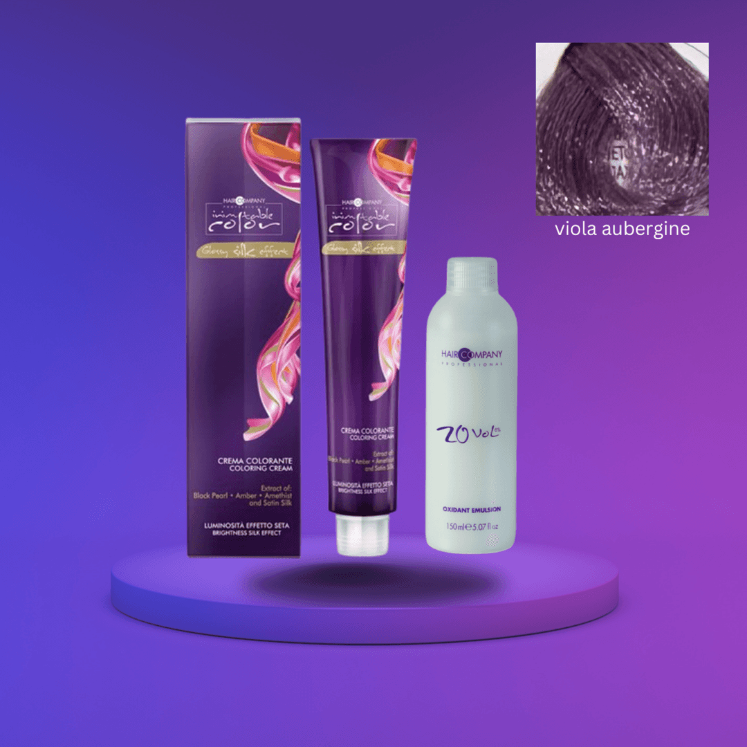كريم تلوين الشعر Inimitable Color Cream Pastel Viola Aubergine من Hair Company 100 مل LB12752 + مستحلب مؤكسد 20 Vol. (6%)