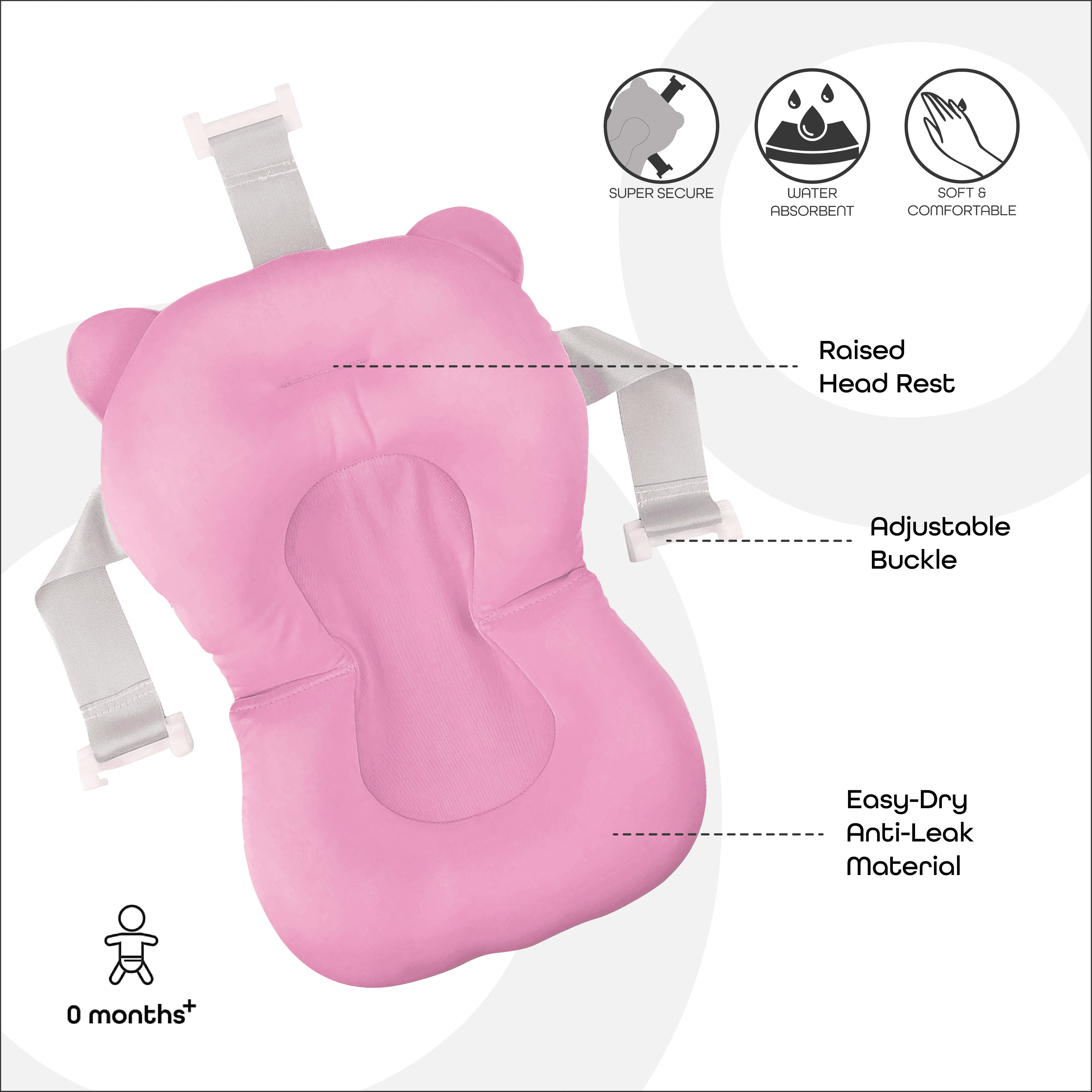 Moon - Anti-Slip Baby Bath Pad (Pink)
