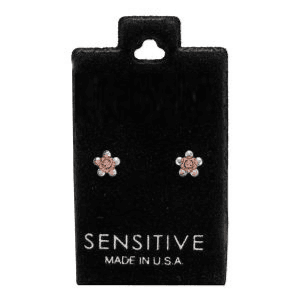 Ear Gear 594 Earrings Daisy Crystal Rose 24K Gold plated