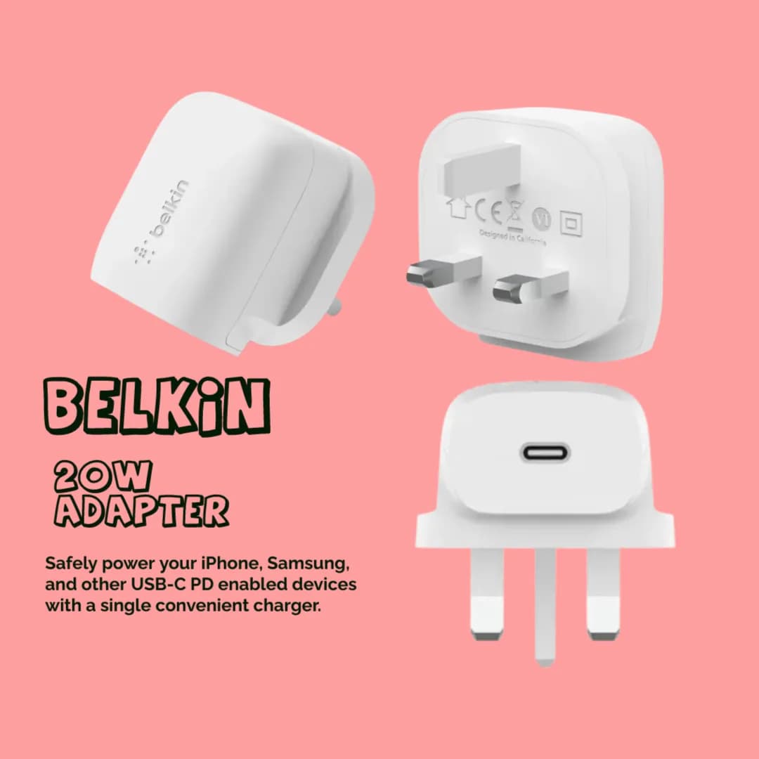 Fast Charging Adapter For Iphone, Ipad, Samsung Galaxy, Or Other Compatible Device 20W-belkin