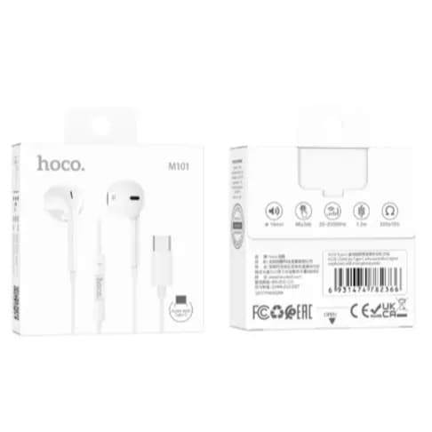 Hoco. M101 Type-c Wired Earphone With Mic_white