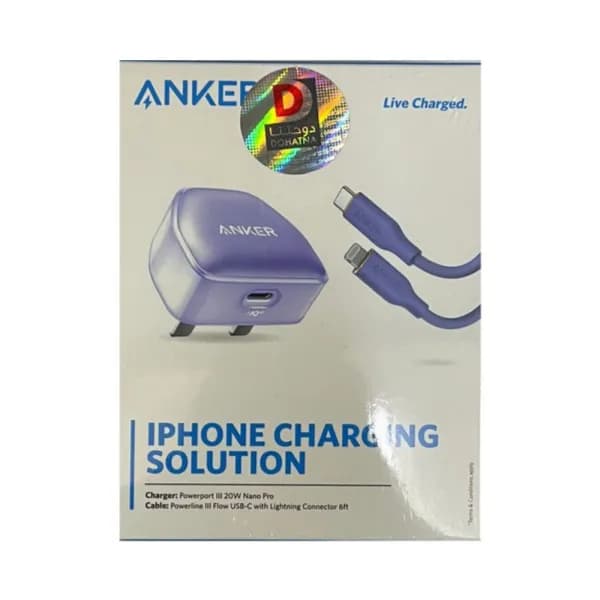 Anker Iphone Charging Solution (Adapter With Usb C To Lightning Cable 6Feet)