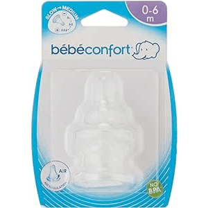 Bebeconfort Silicone Standard Base Clear Teats - Size 1 - Pack Of 2 (Buy 1 Get 1 Free)