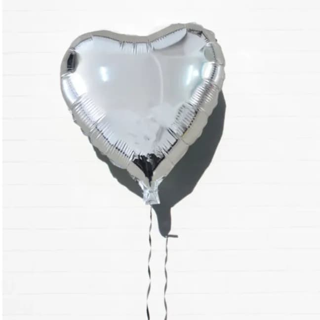 Silver Heart Helium Balloon