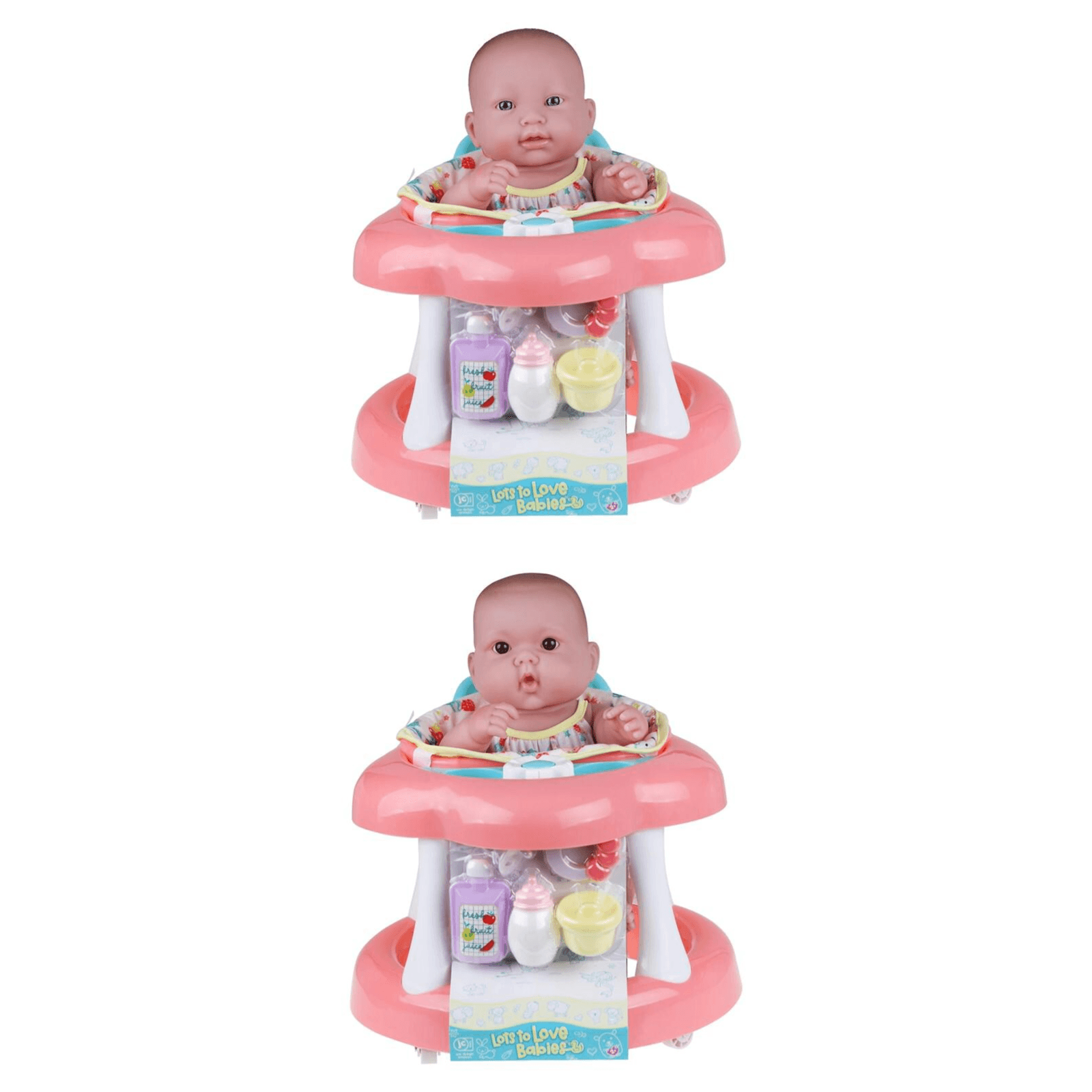 Jc Toys Lots To Love Babies 14" Doll And Walker | Wheeled Walker Gift Set And Accessories