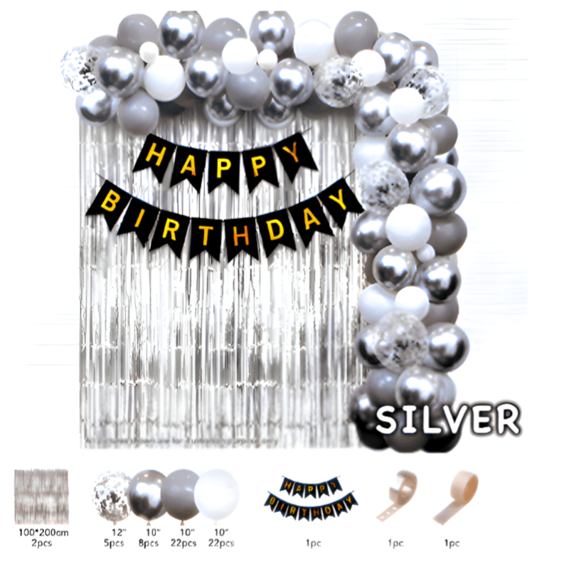 Happy Birthday Party Decoration Balloons Set With Banner-Pack Of 70 Balloons- Assorted (BLRS32)