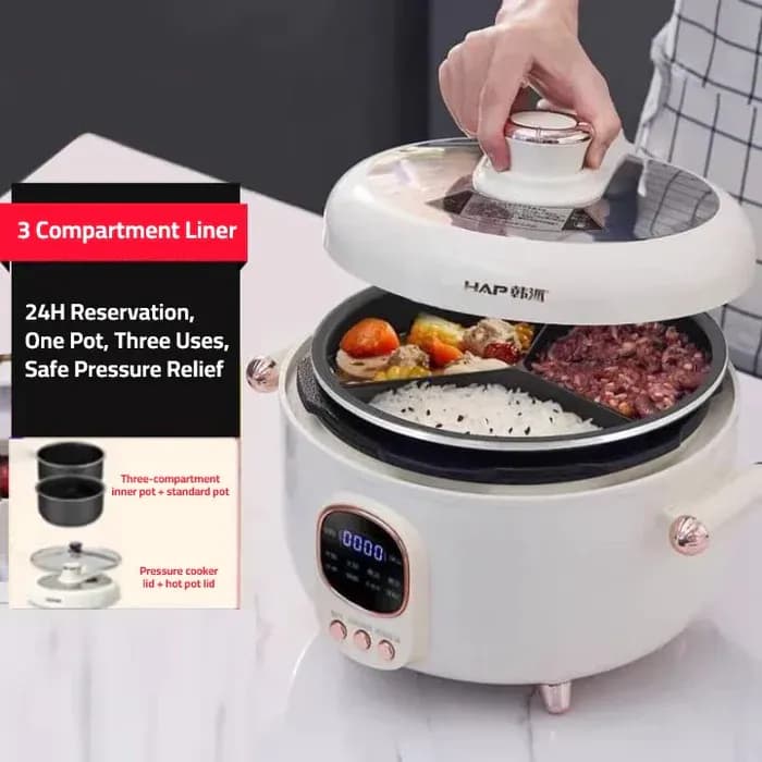 Electric Pressure Cooker - Multi-functional Rice Cooker With Three Compartment And Chafing Dish Capabilities