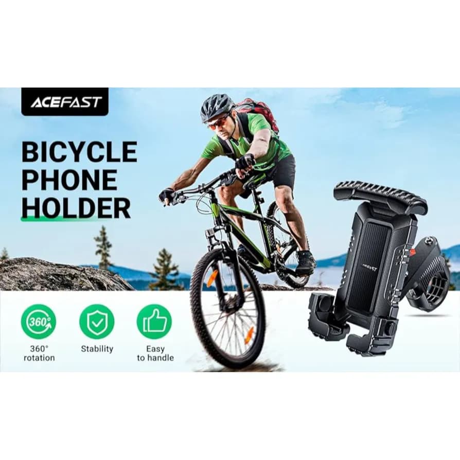 ACEFAST Bike Bicycle Phone Holder Mount, Anti Skid Shock for iPhones & Android Phones - Black