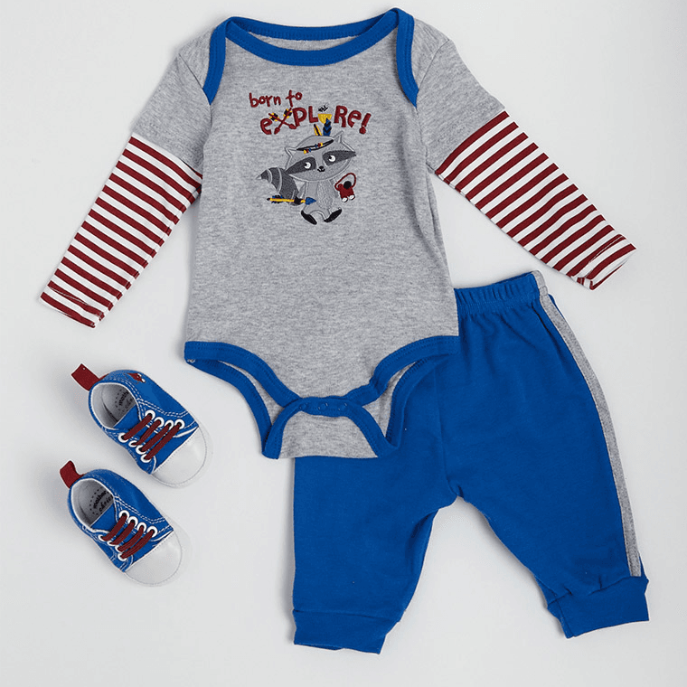 Mothers Choice Baby 3pcs Set Of Bodysuit Legging And Shoes Set 6-9m (Buy 1 Get 1 Free)