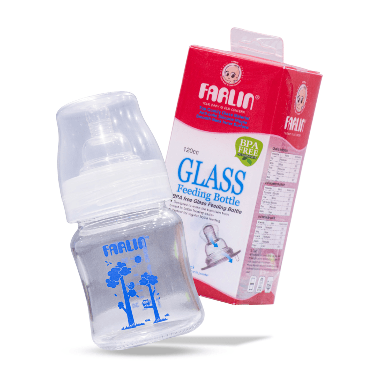 Farlin Wide Neck Glass Feeder 150Ml (Buy 1 Get 1 Free)