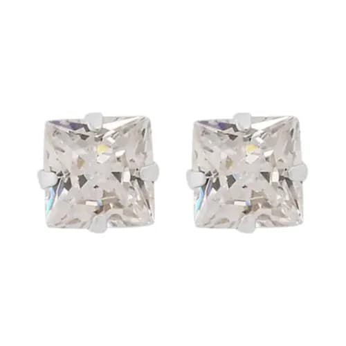 Ears 769S Cubic Zirconic 6mm Square Silver