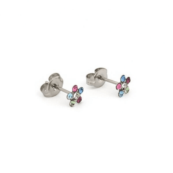 Ear Gear 542 Earrings Daisy Rainbow Stainless steel