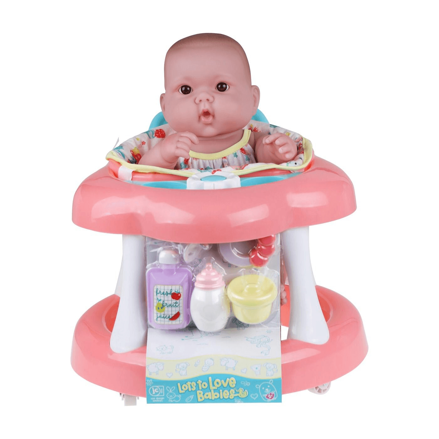 Jc Toys Lots To Love Babies 14" Doll And Walker | Wheeled Walker Gift Set And Accessories