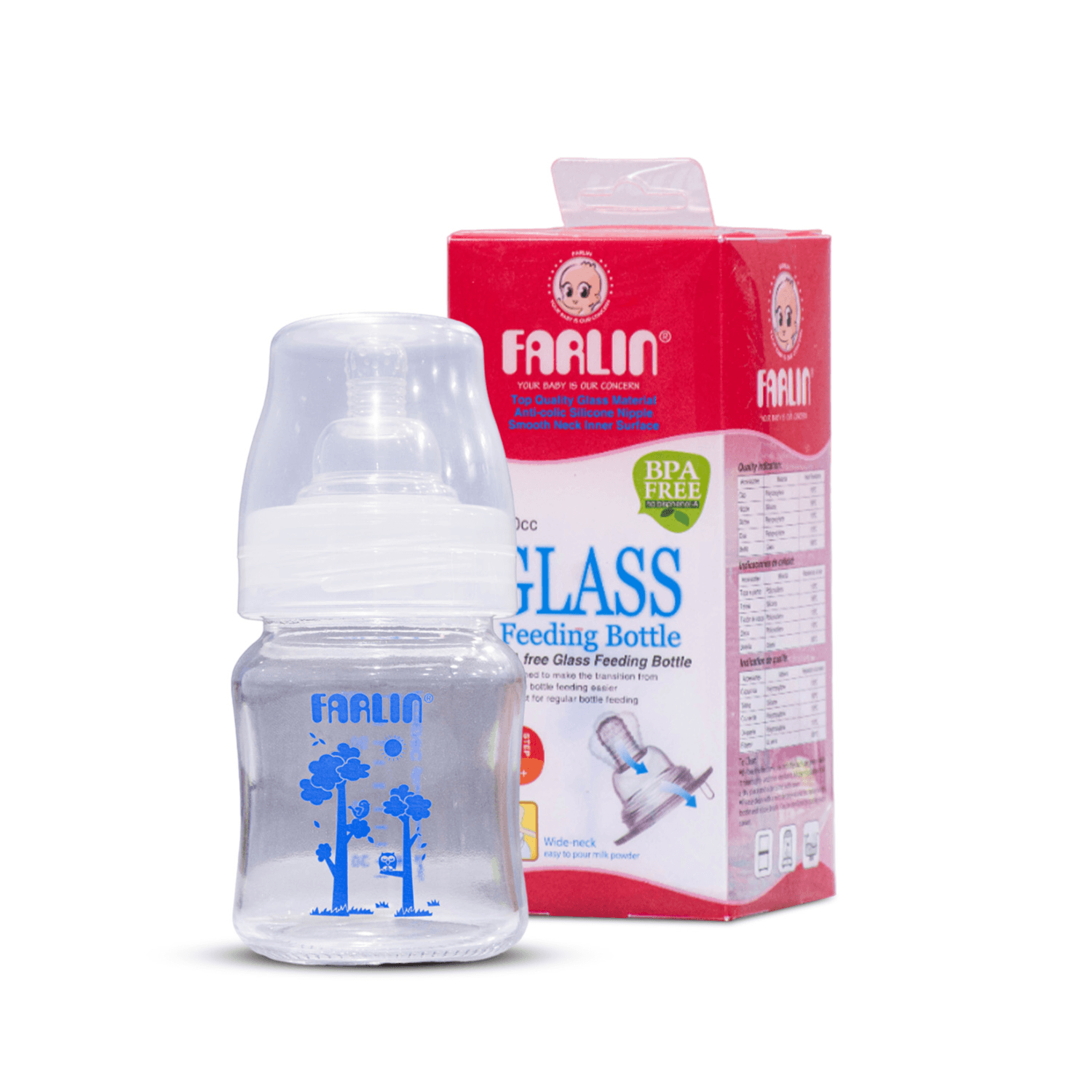 Farlin Wide Neck Glass Feeder 150Ml (Buy 1 Get 1 Free)