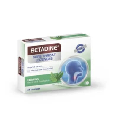 Betadine Sore throat lozenges cooling menthol & eucalyptus 24pcs