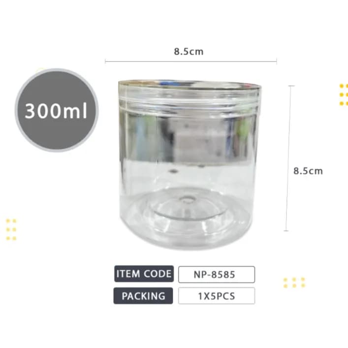 Plastic Jar 8.5x8.5 1x5pcs