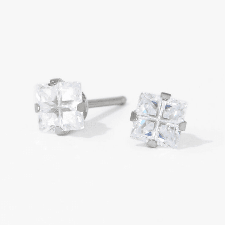 Ear Gear 504 Earrings Cubic crystal 4mm Stainless steel