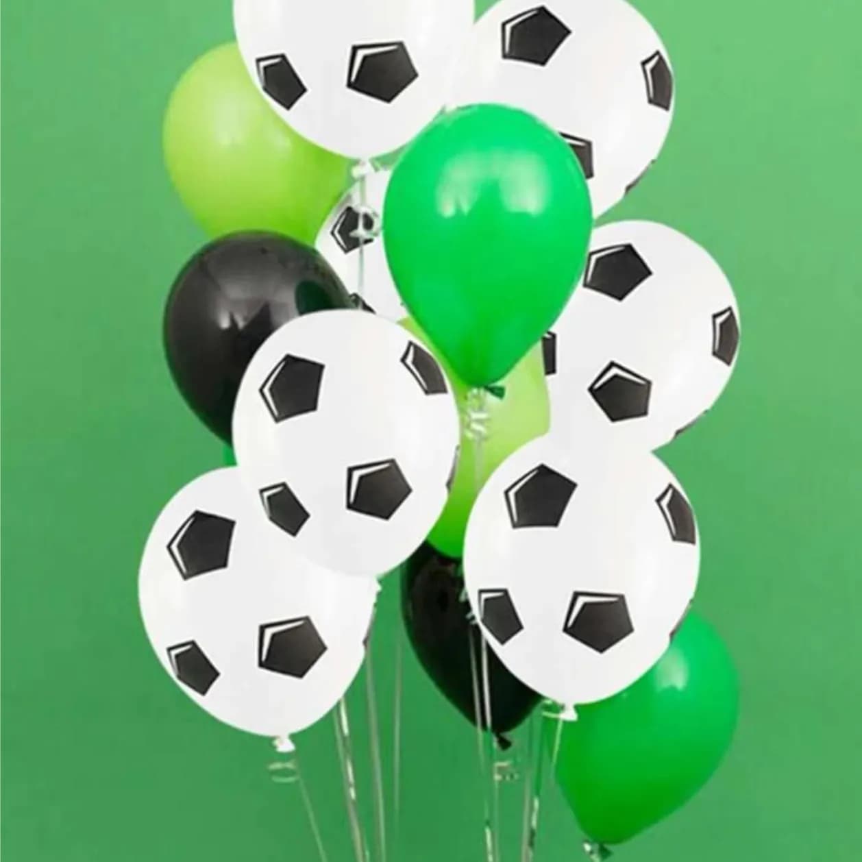 10 Helium Balloon Football Mix With Green And Black