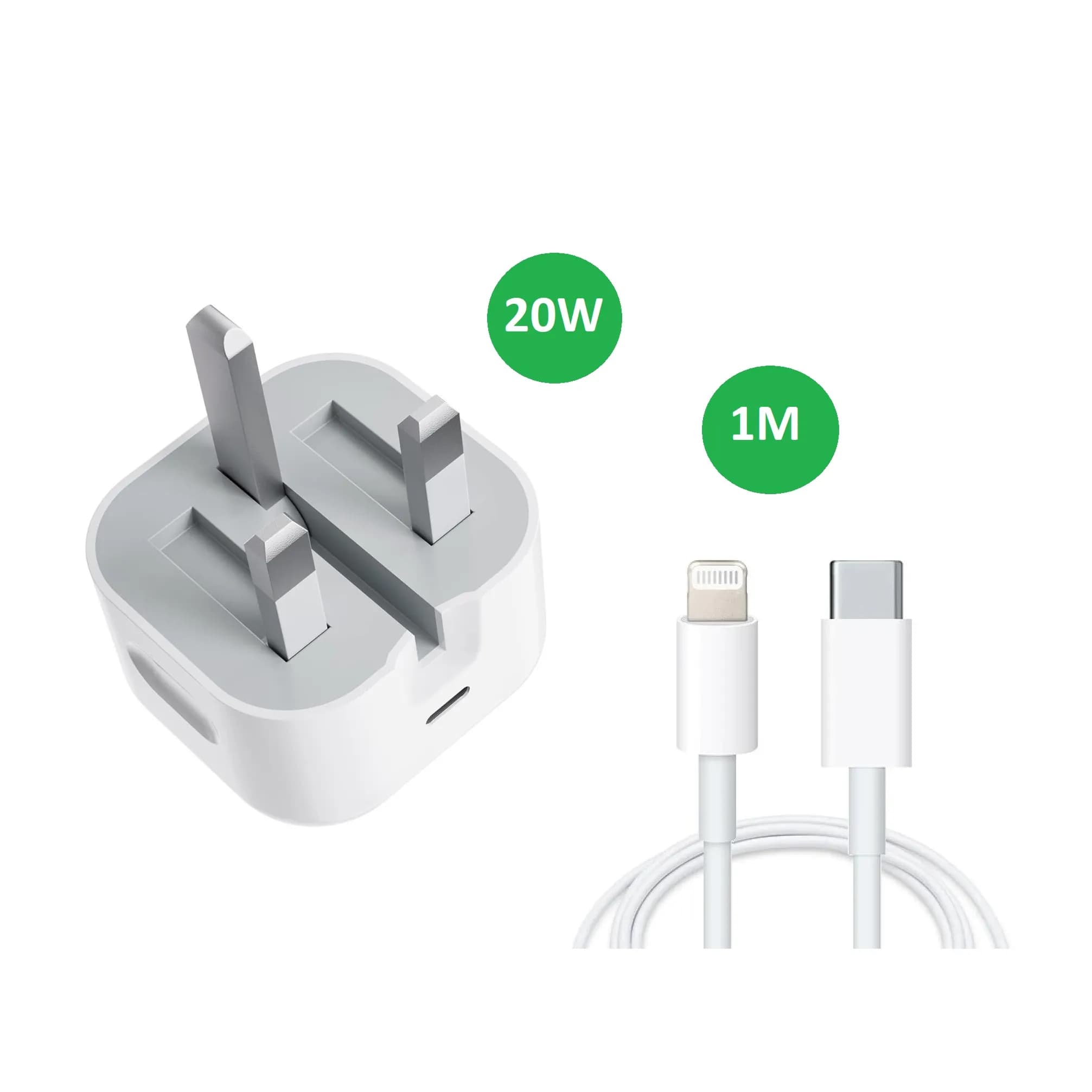 Charger for iPhone and iPad 20W Adapter + C To Lightning Cable 1M - Apple