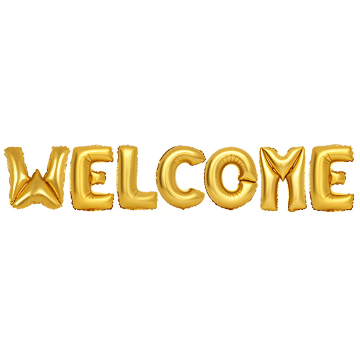 Welcome 7 Letter Foil Balloon With Ribbon For Party Decoration - Gold Color (BLRS33)
