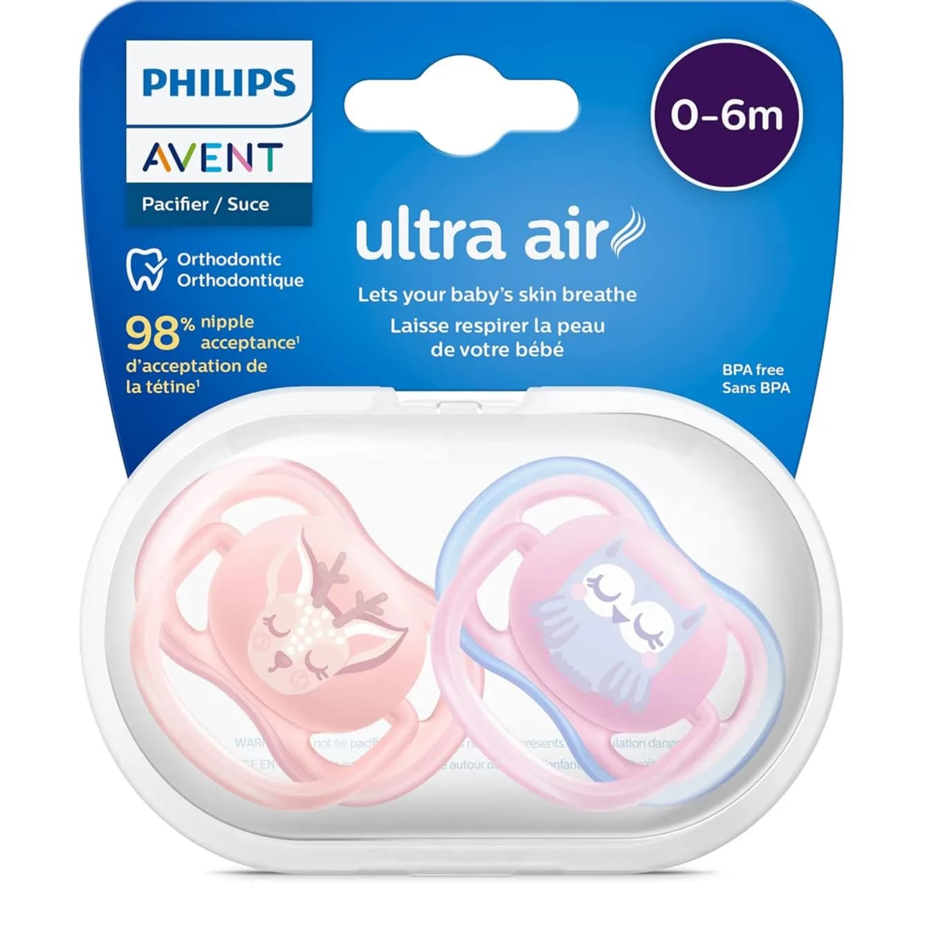 Philips Avent Ultra Air Pacifier Soother 0-6M - 2pc - SCF085/05