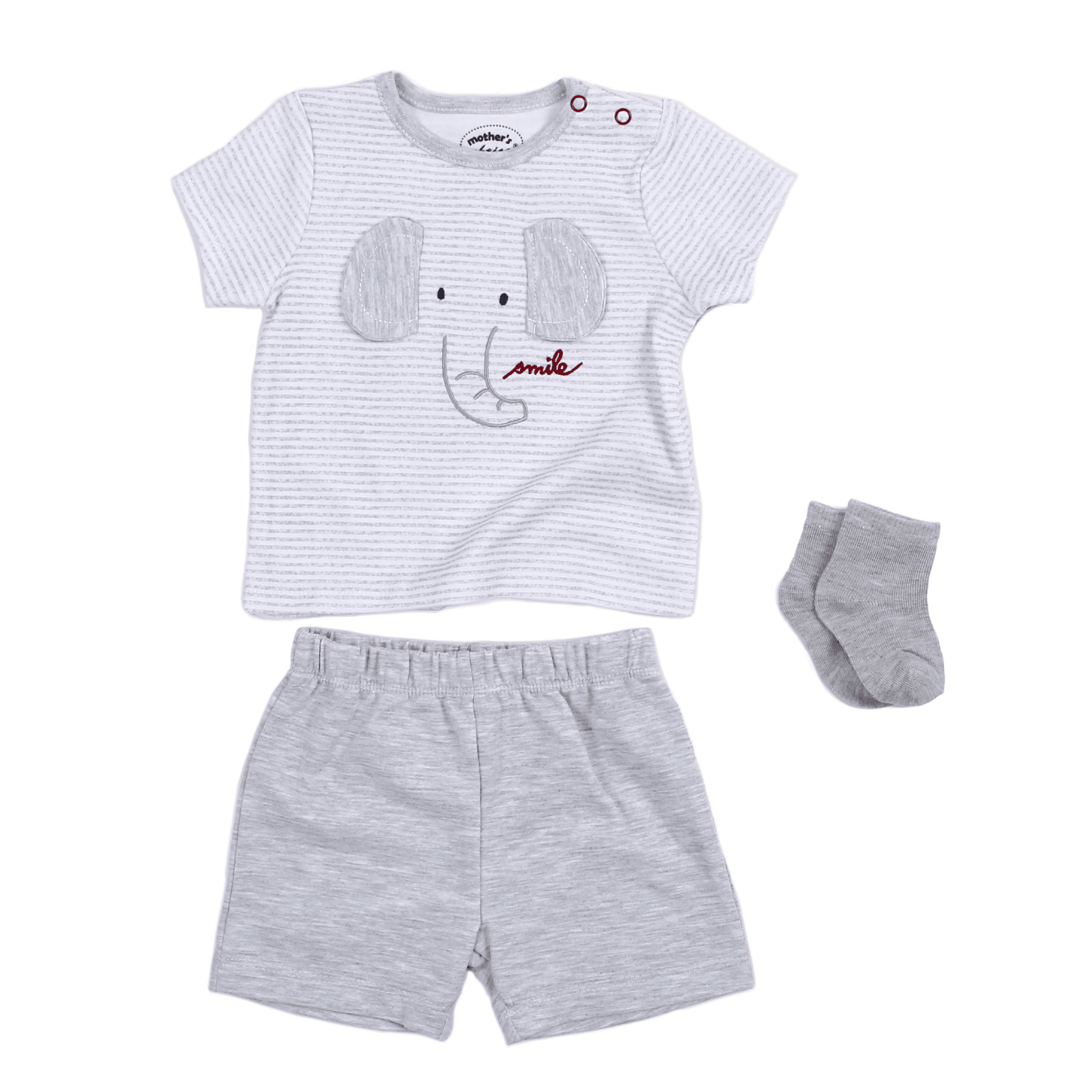 Mothers Choice 3 Pc Set Of T Shirt, Shorts And Socks 6/9M (Buy 1 Get 1 Free)