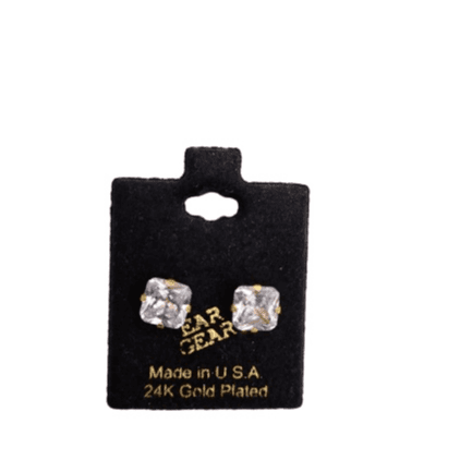 Ear Gear 568  Earrings Cubic 8*8mm 24K Gold Plated