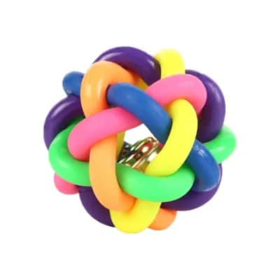 Interactive Colorful Soft Pet Play Ball With Bell - Large Size