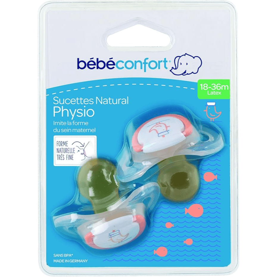 Bebeconfort Natural Physio Soothers Natural Rubber Navy 6-18 X2