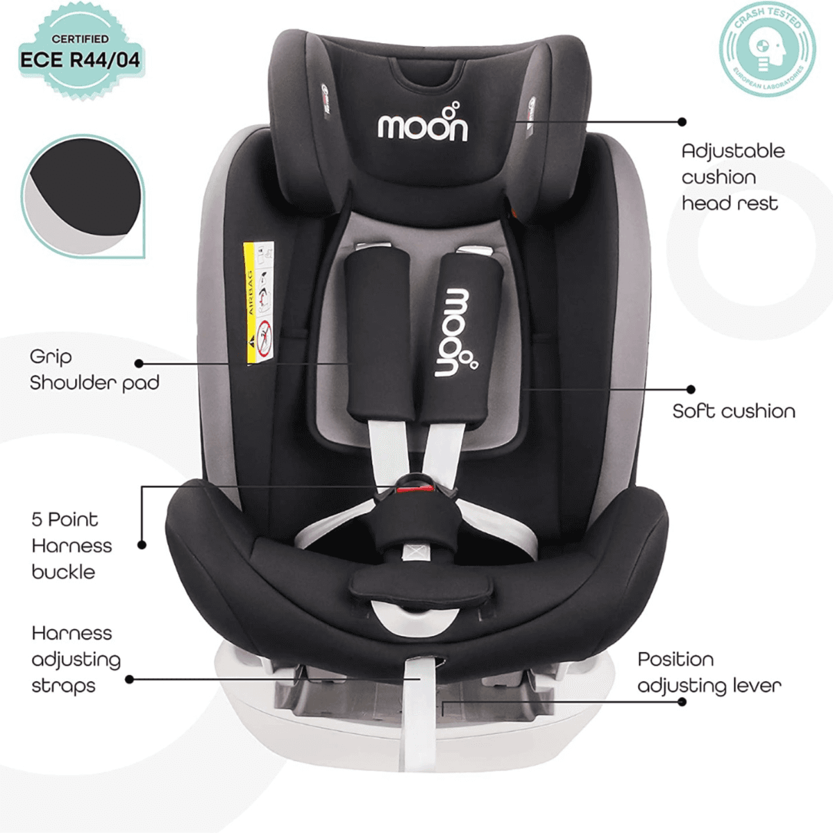 Moon Melhor Convert Combin Car Seat Reclining Isofix Black Group:0+/I/Ii/Iii (Buy 1 Get 1 Free)