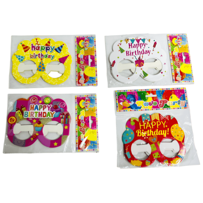 Happy Birthday Party Eye Mask-Pack Of 6 Pieces-Assorted (PIRS61)