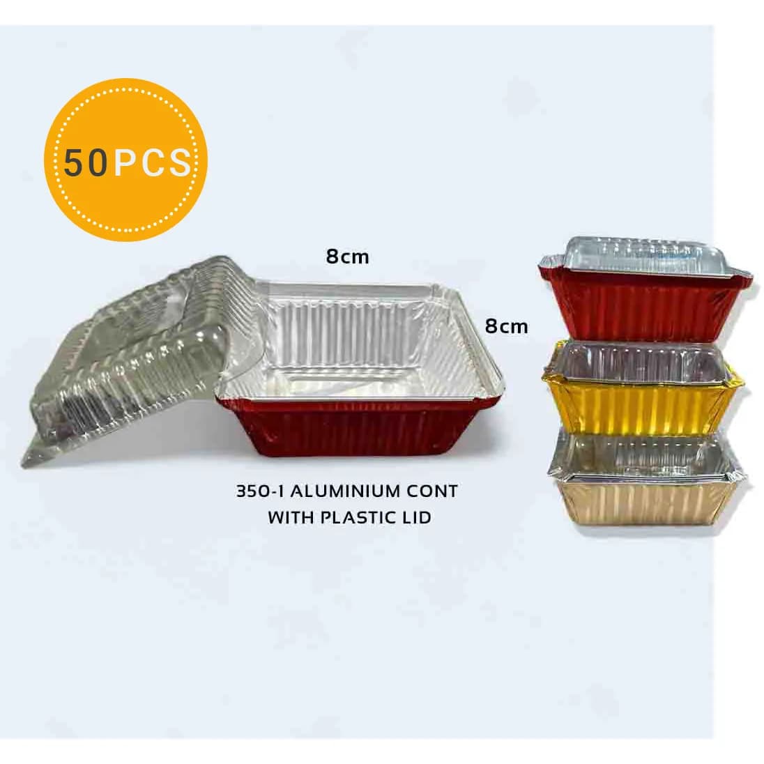 350-1 ALUMINIUM CONT. WITH PLASTIC LID - 1x50Pcs