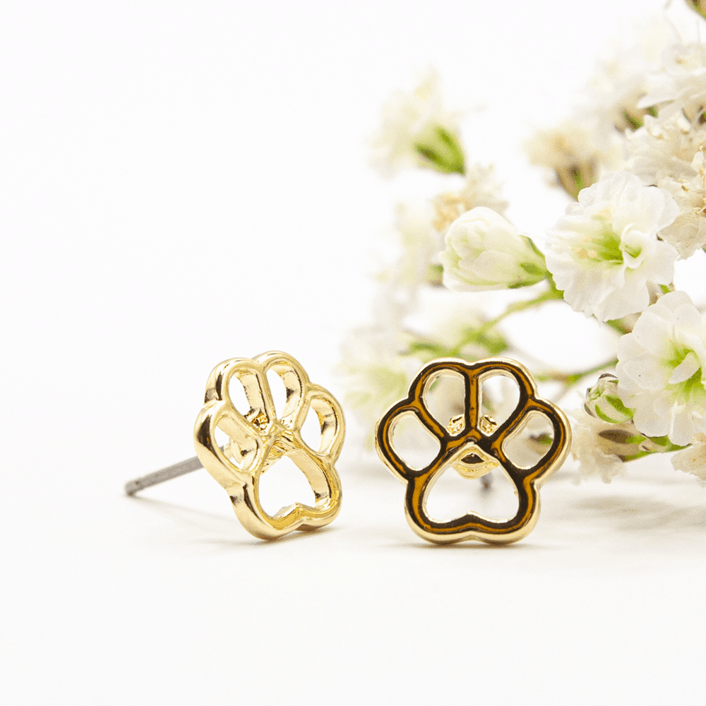 Earring ear sense K30 Nickel free for sensitive ears gold animal paw 1pair