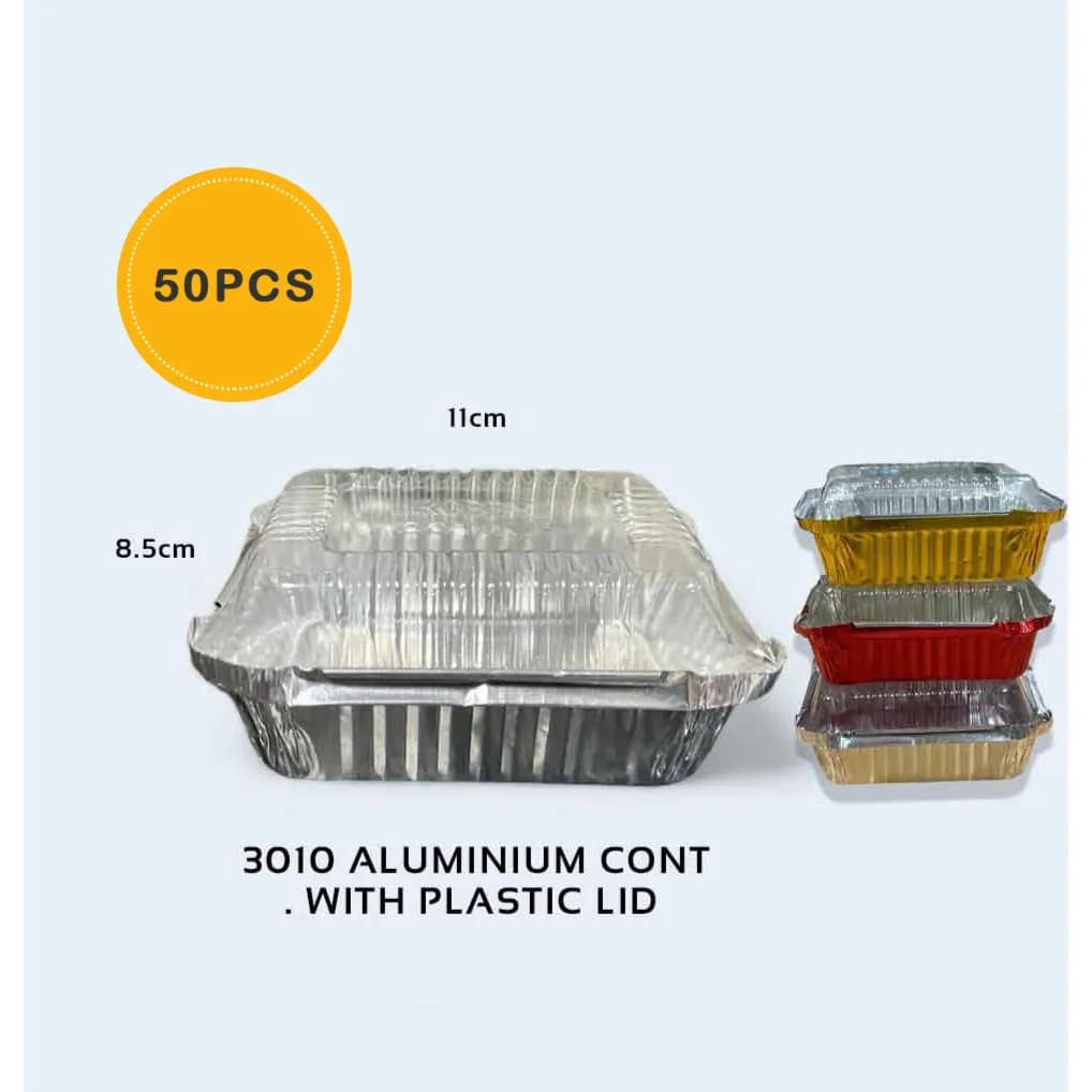 3010 ALUMINIUM CONT. WITH PLASTIC LID - 1x50pcs