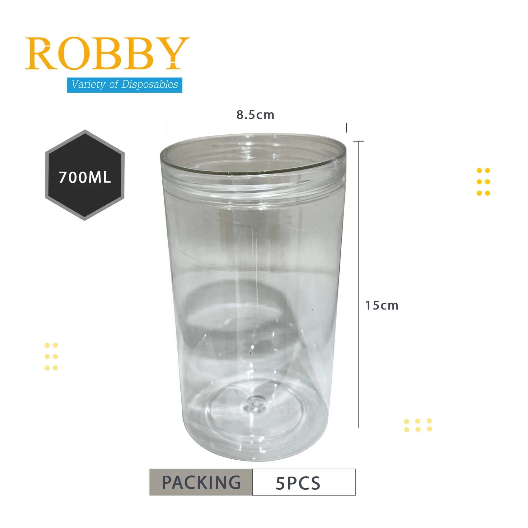 Plastic Jar 8.5x15 700ml 1x5pcs