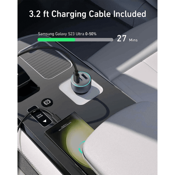 Anker 335 Car Charger USB PD (Power Delivery) 67 Watts 3 USB (2X USB-C/1X USB) Black