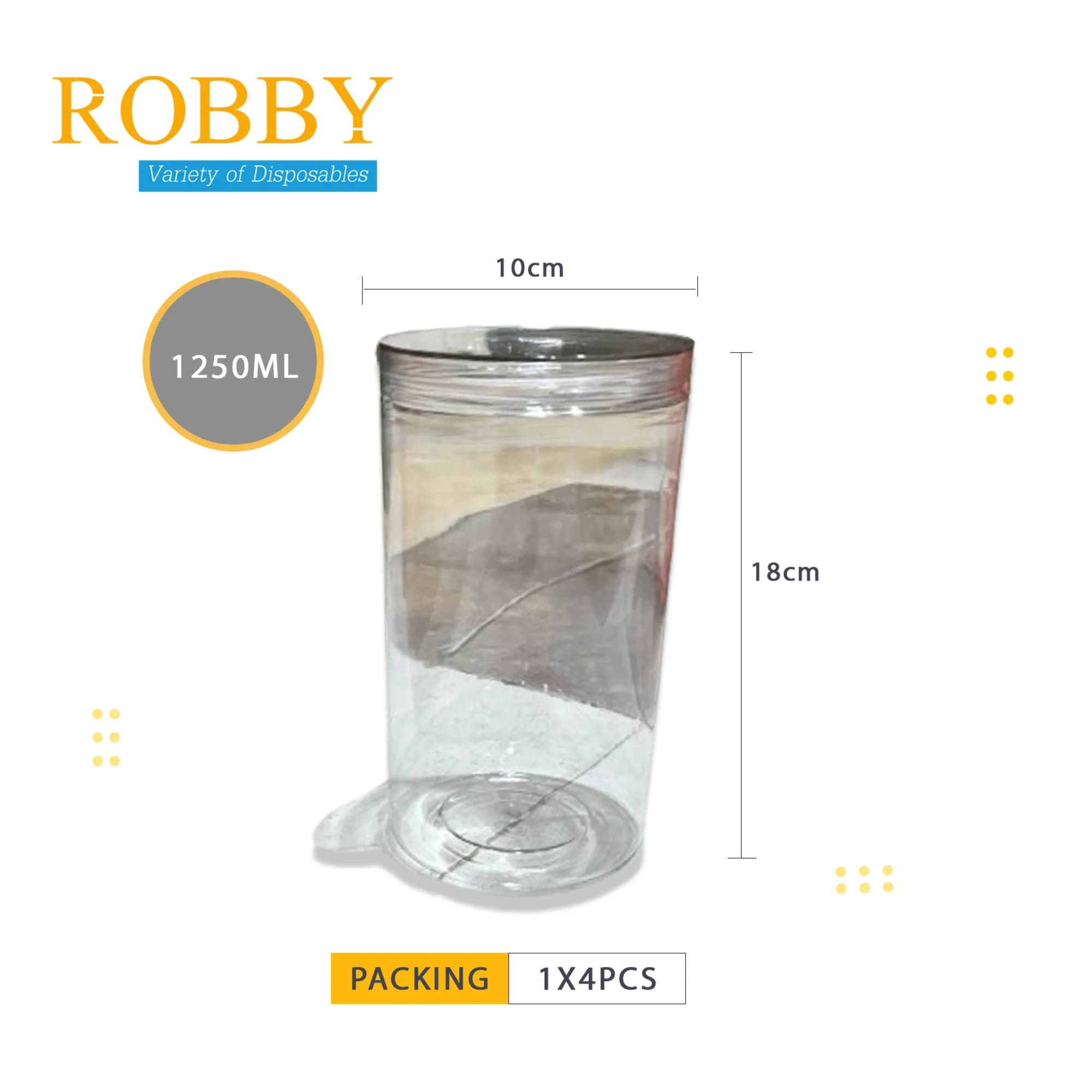 Plastic Jar 10*18 1250ml 1x4pcs