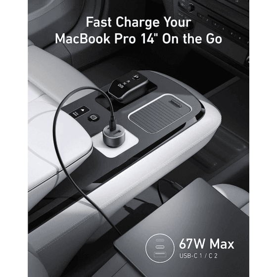 Anker 335 Car Charger USB PD (Power Delivery) 67 Watts 3 USB (2X USB-C/1X USB) Black