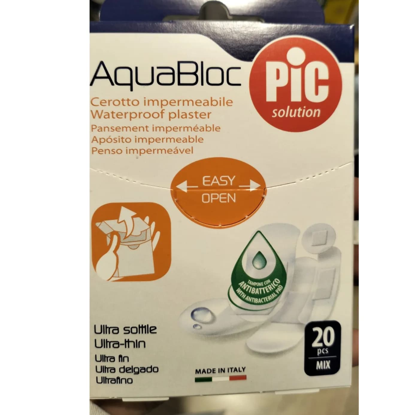 PIC PLASTER AQUA BLOCK ASSORTED 20S