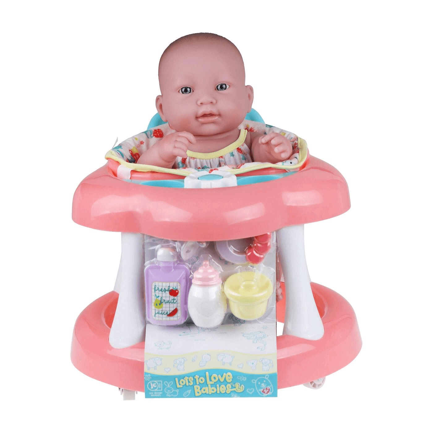 Jc Toys Lots To Love Babies 14" Doll And Walker | Wheeled Walker Gift Set And Accessories