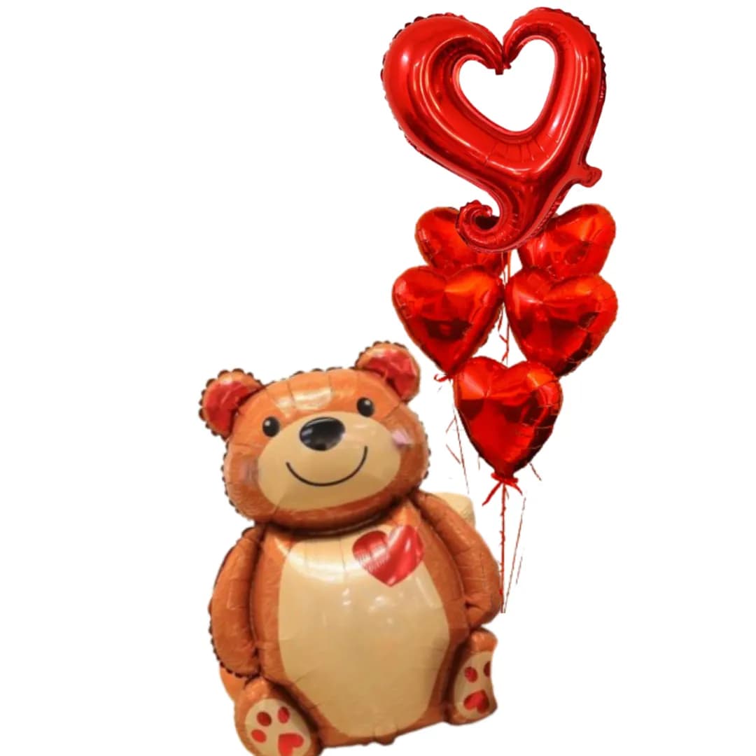 Teddy Heart Foil Balloon