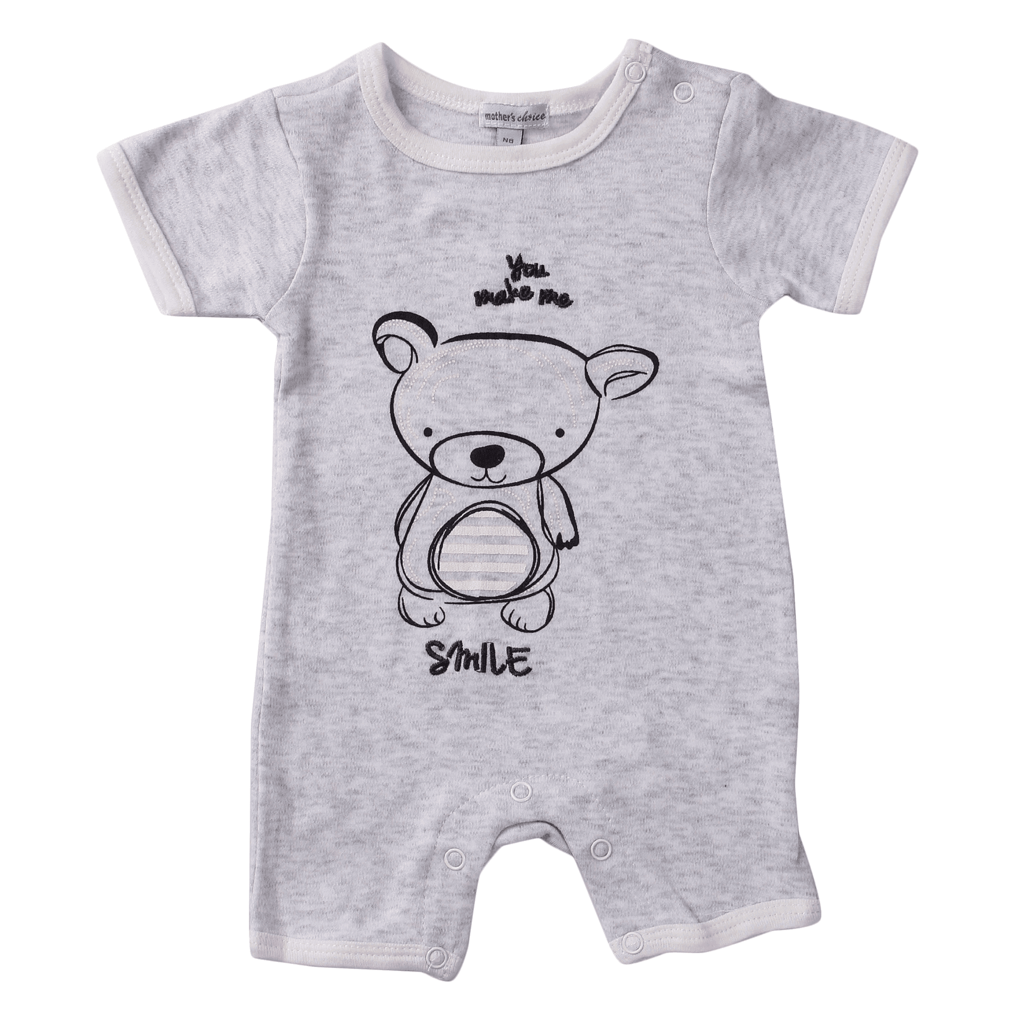 Mothers Choice Baby 2 Pack Short Rompers- Grey 0/3m (Buy 1 Get 1 Free)