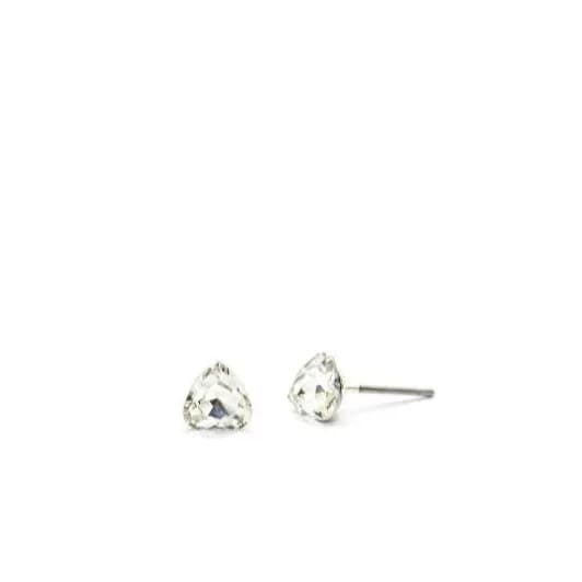 Earring ear sense K6 Nickel free for sensitive ear Colorless Crystal heart 1pair