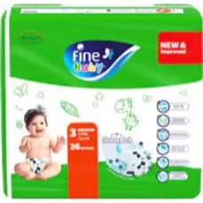 Fine Baby Diapers Medium Size 3, (4-9 Kg), 26 Diapers