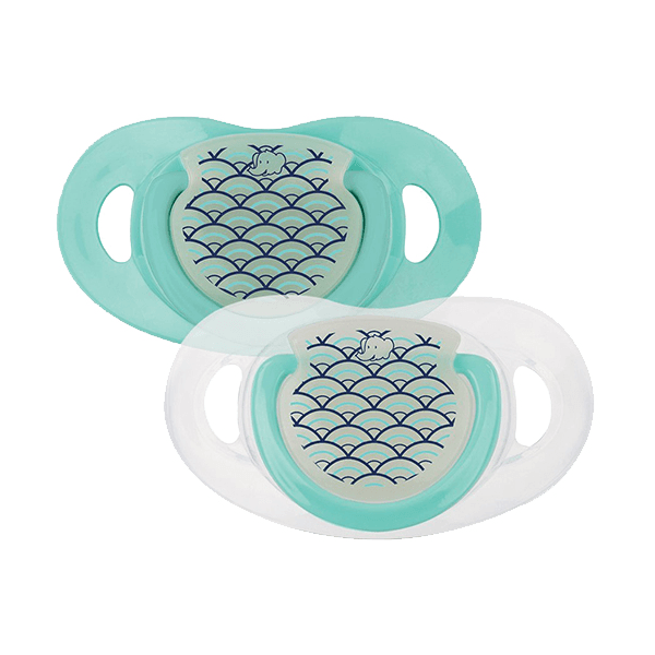 Bebeconfort Natural Physio Dummy Phospho Silicone Navy Wave 0/6 Pack Of 2
