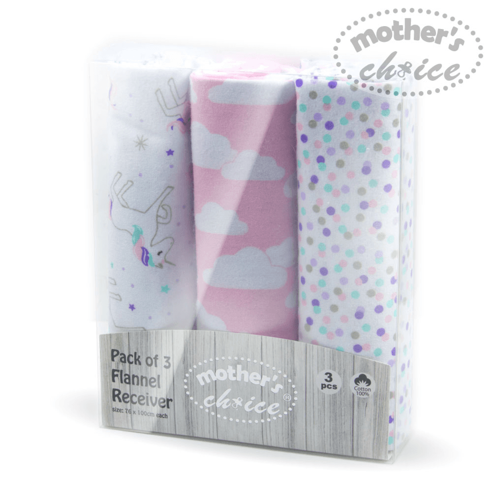 Mothers Choise Item: 3Pk Flannel Receiver With Overlock Binding - 2 (Buy 1 Get 1 Free)