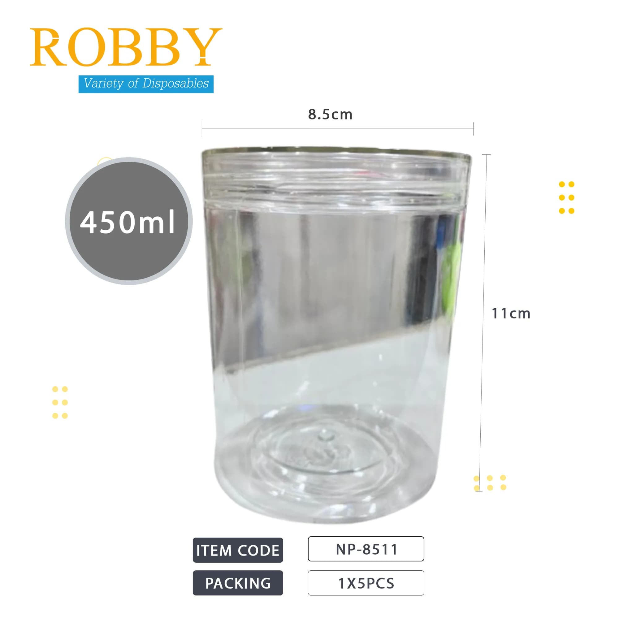 Plastic Jar 8.5x11 450ml 1x5pcs