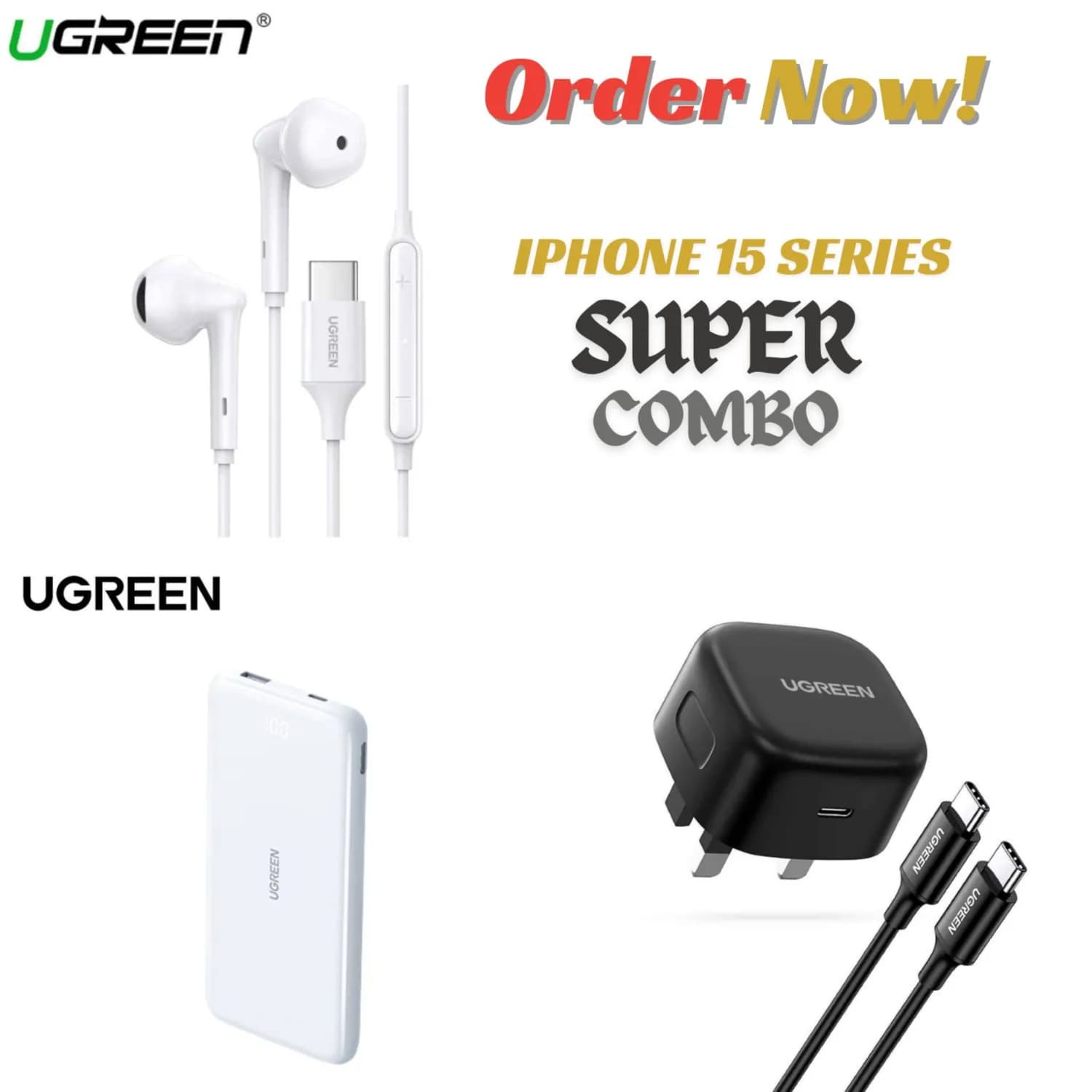 Ugreen Premium quality iPhone 15 series charging solution 3-in-1 (Super combo)