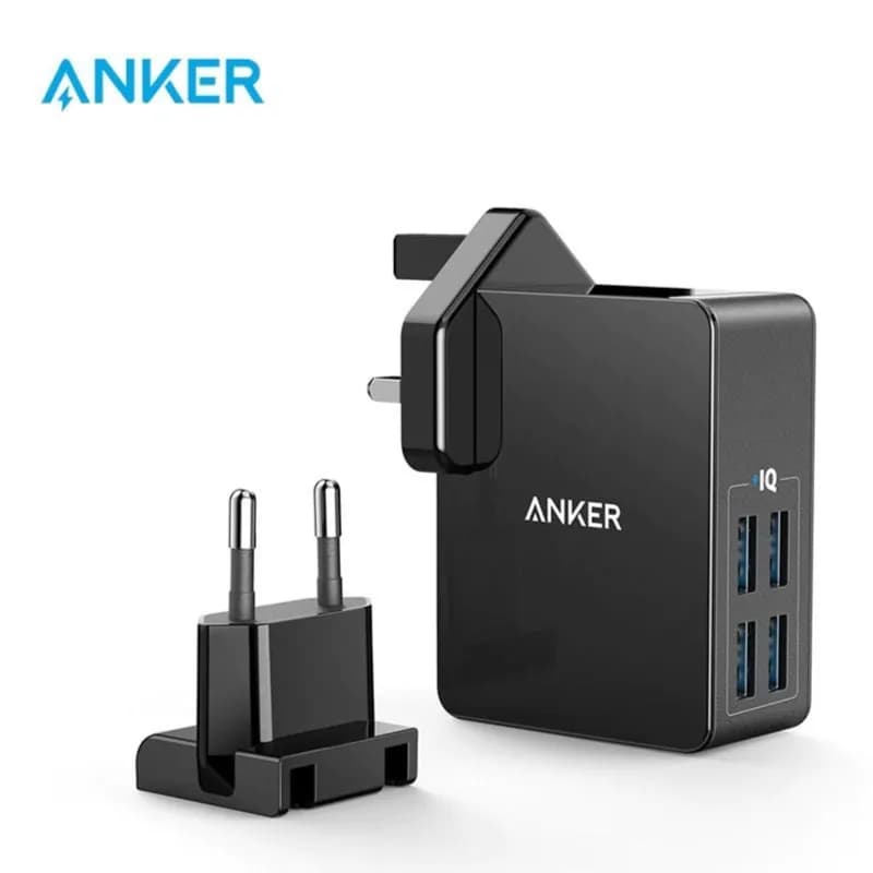 Anker PowerPort 4 Lite Interchangeable EU and UK Plugs