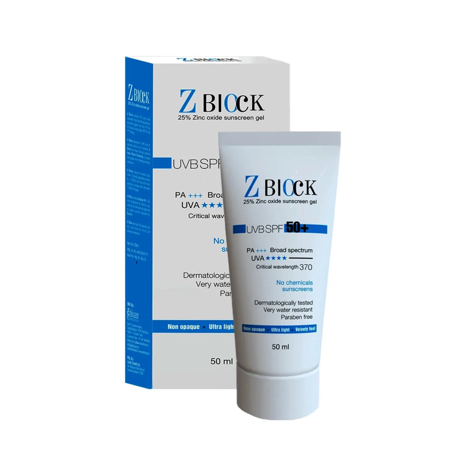 Ethicare Z Block Spf50+Sunscreen Gel 50Gm